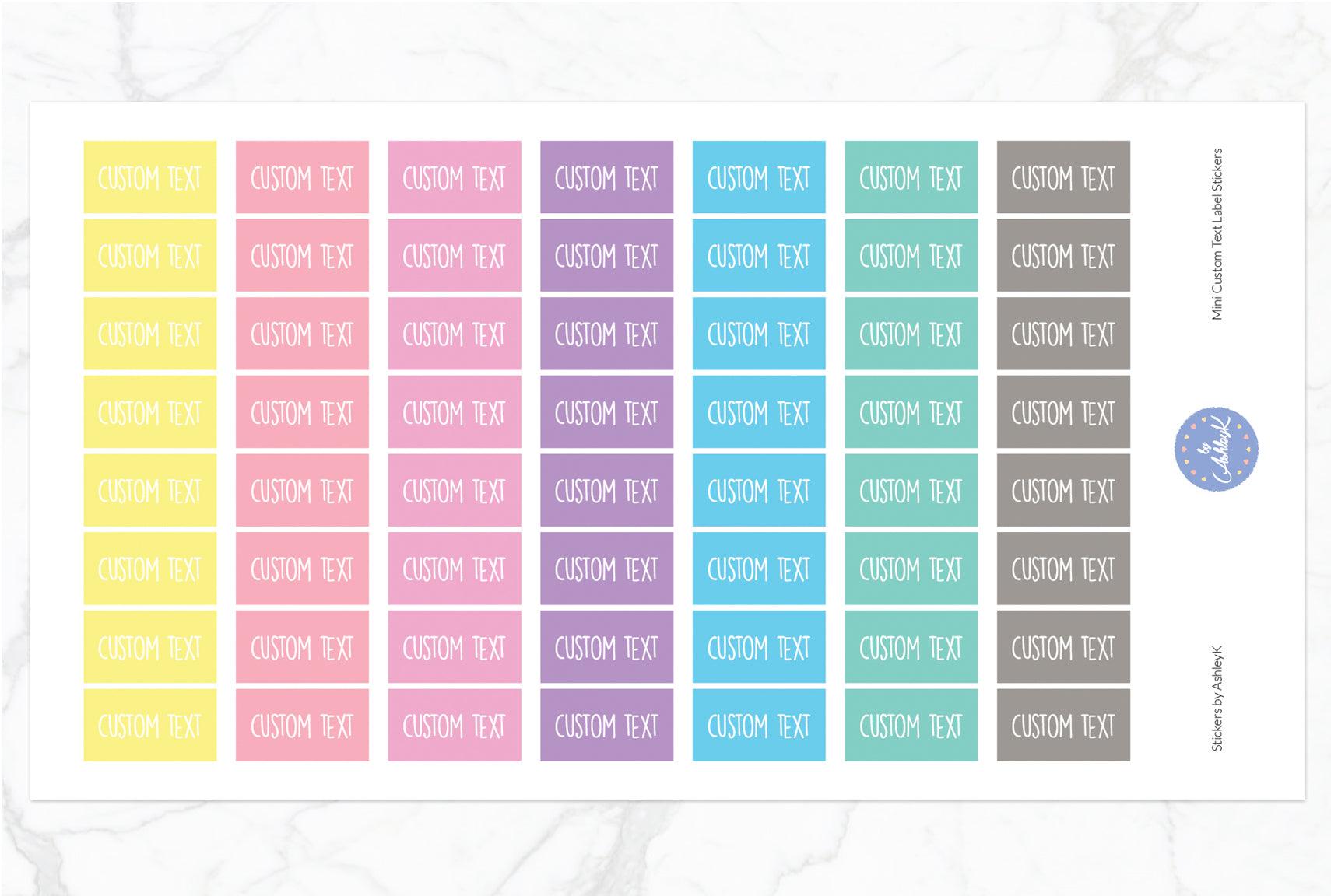 Mini Custom Text Label Stickers - Pastel