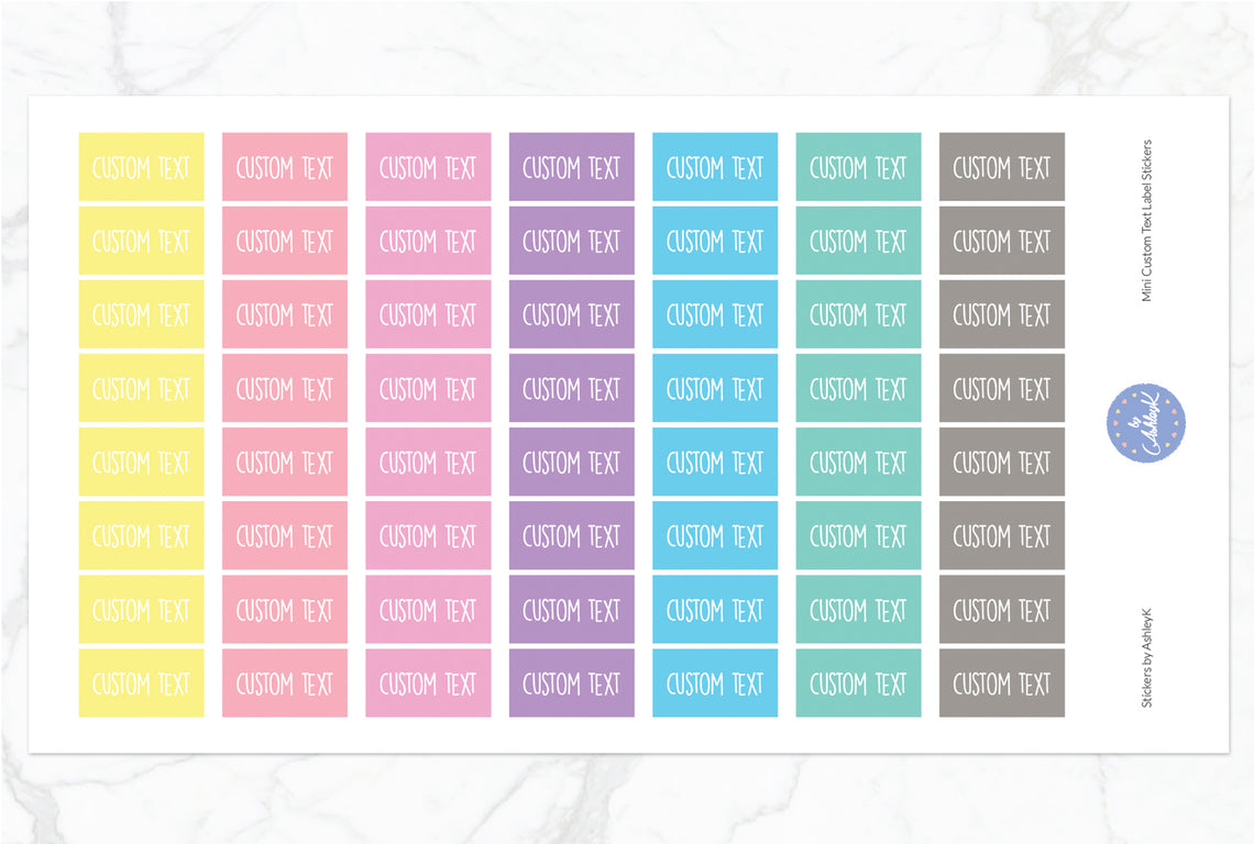 Mini Custom Text Label Stickers - Pastel