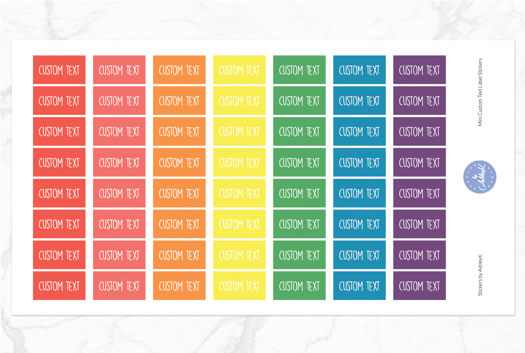 Mini Custom Text Label Stickers - Pastel Rainbow