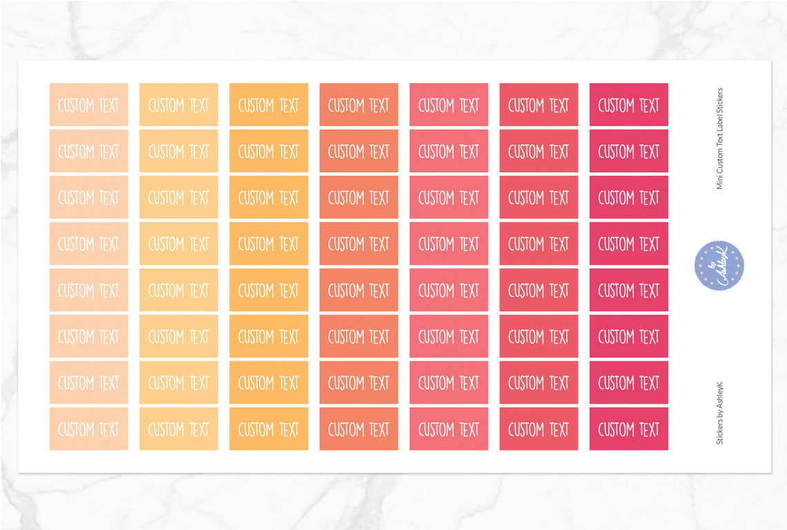 Mini Custom Text Label Stickers - Peach