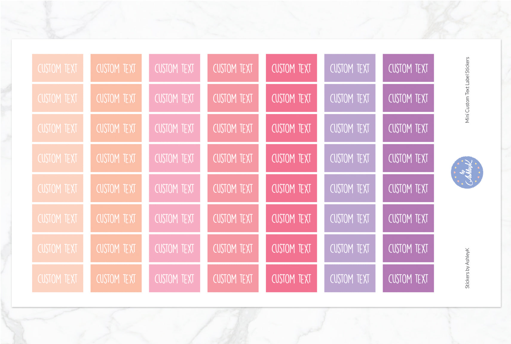 Mini Custom Text Label Stickers - Raspberry