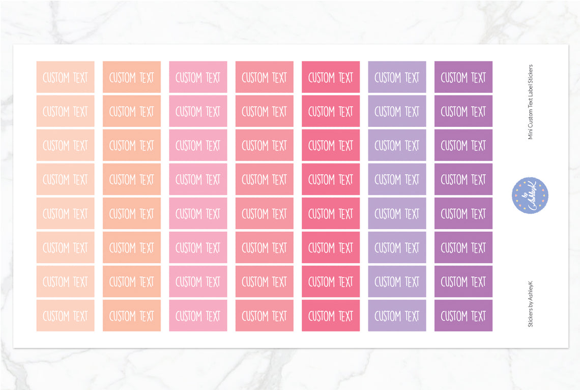 Mini Custom Text Label Stickers - Raspberry