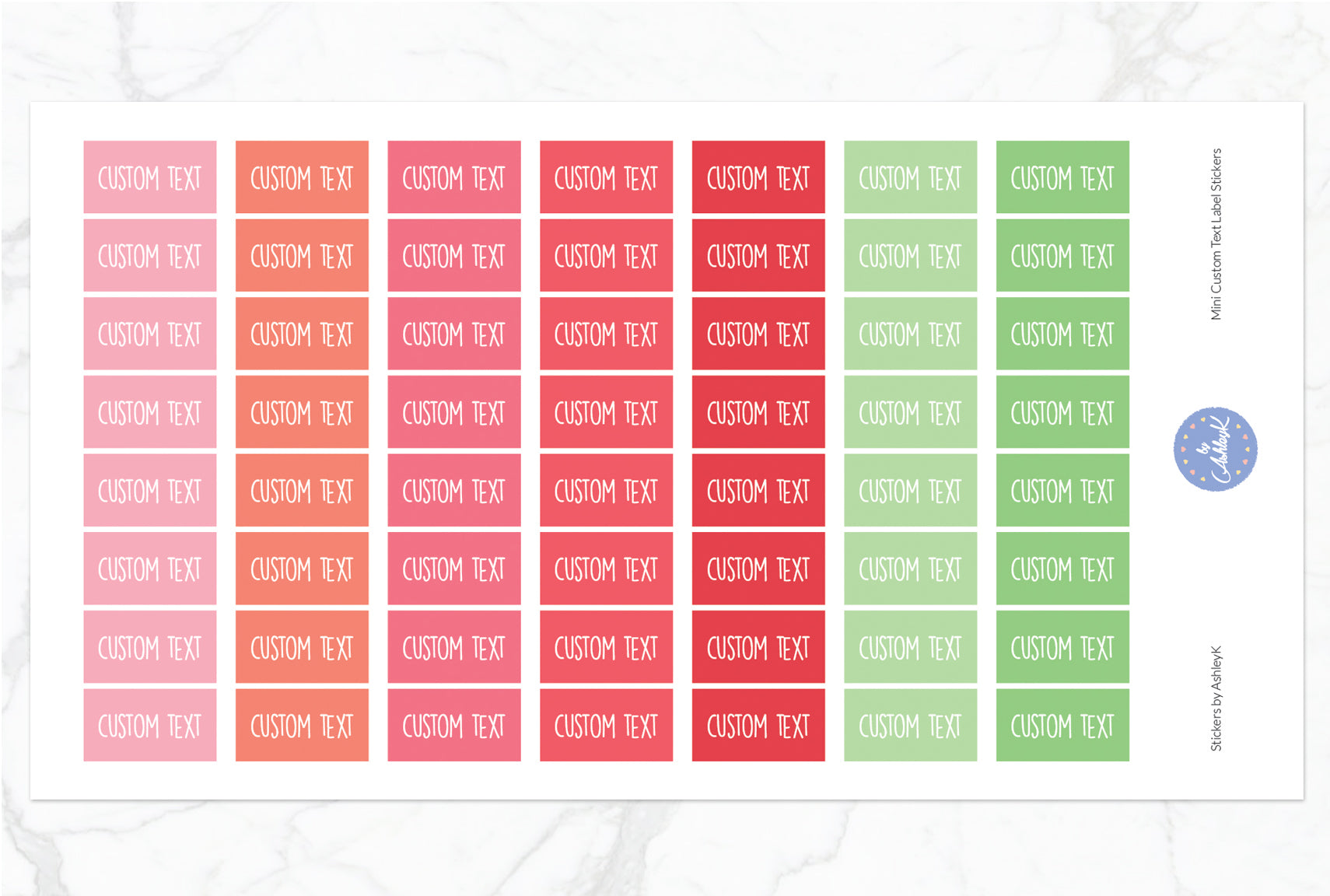 Mini Custom Text Label Stickers - Strawberry