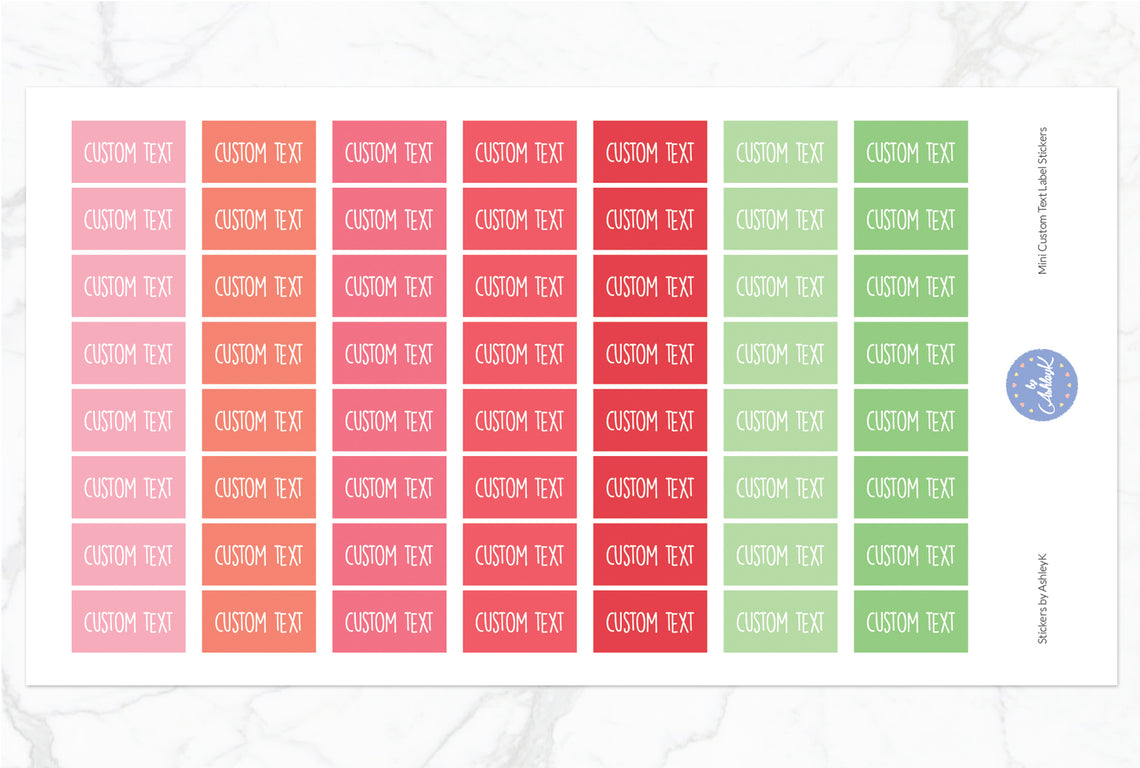 Mini Custom Text Label Stickers - Strawberry
