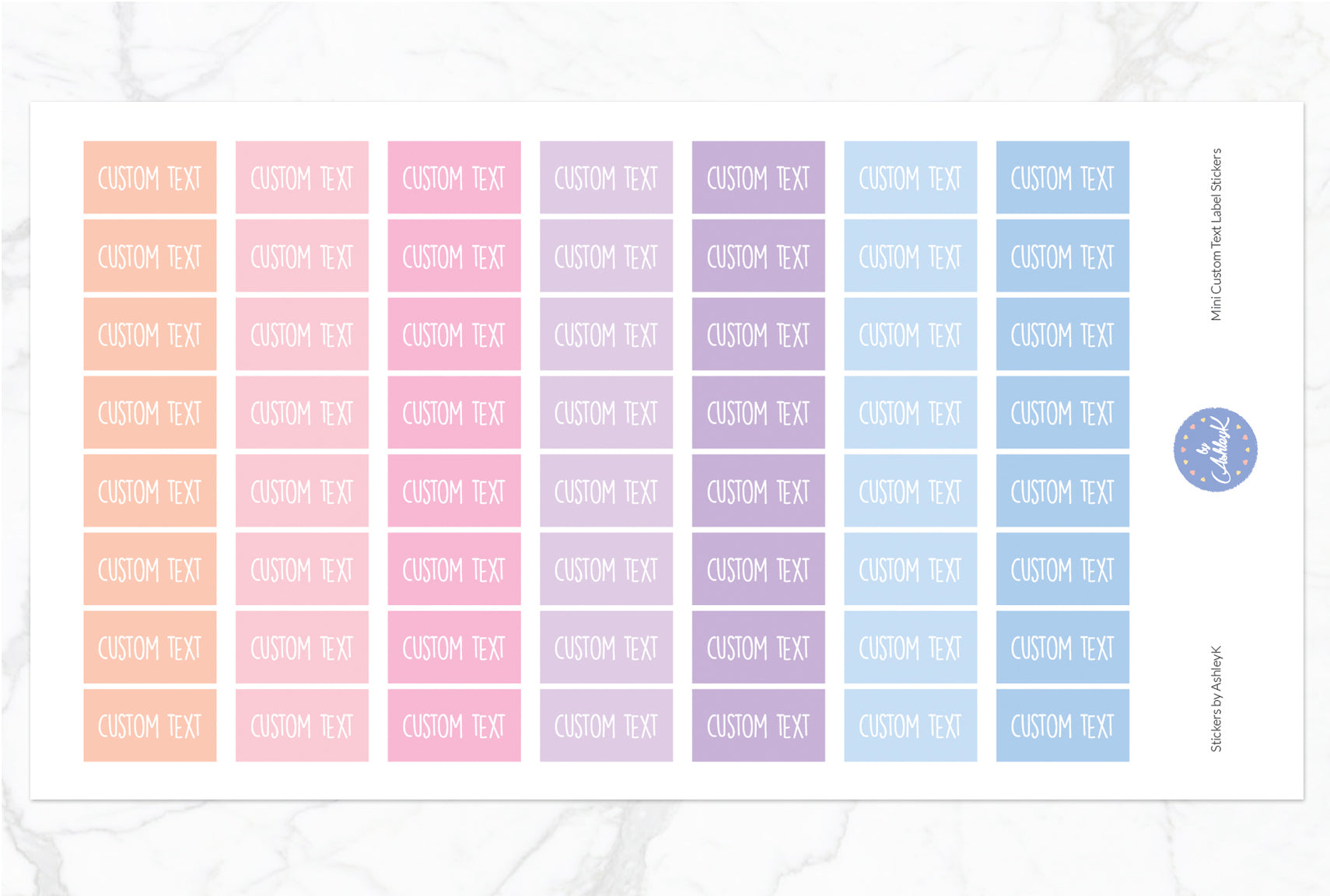 Mini Custom Text Label Stickers - Pastel Sunset