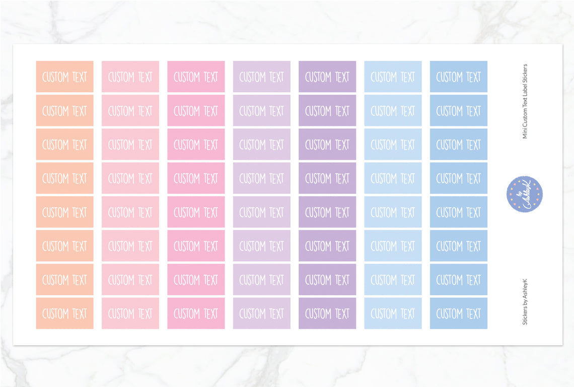 Mini Custom Text Label Stickers - Pastel Sunset