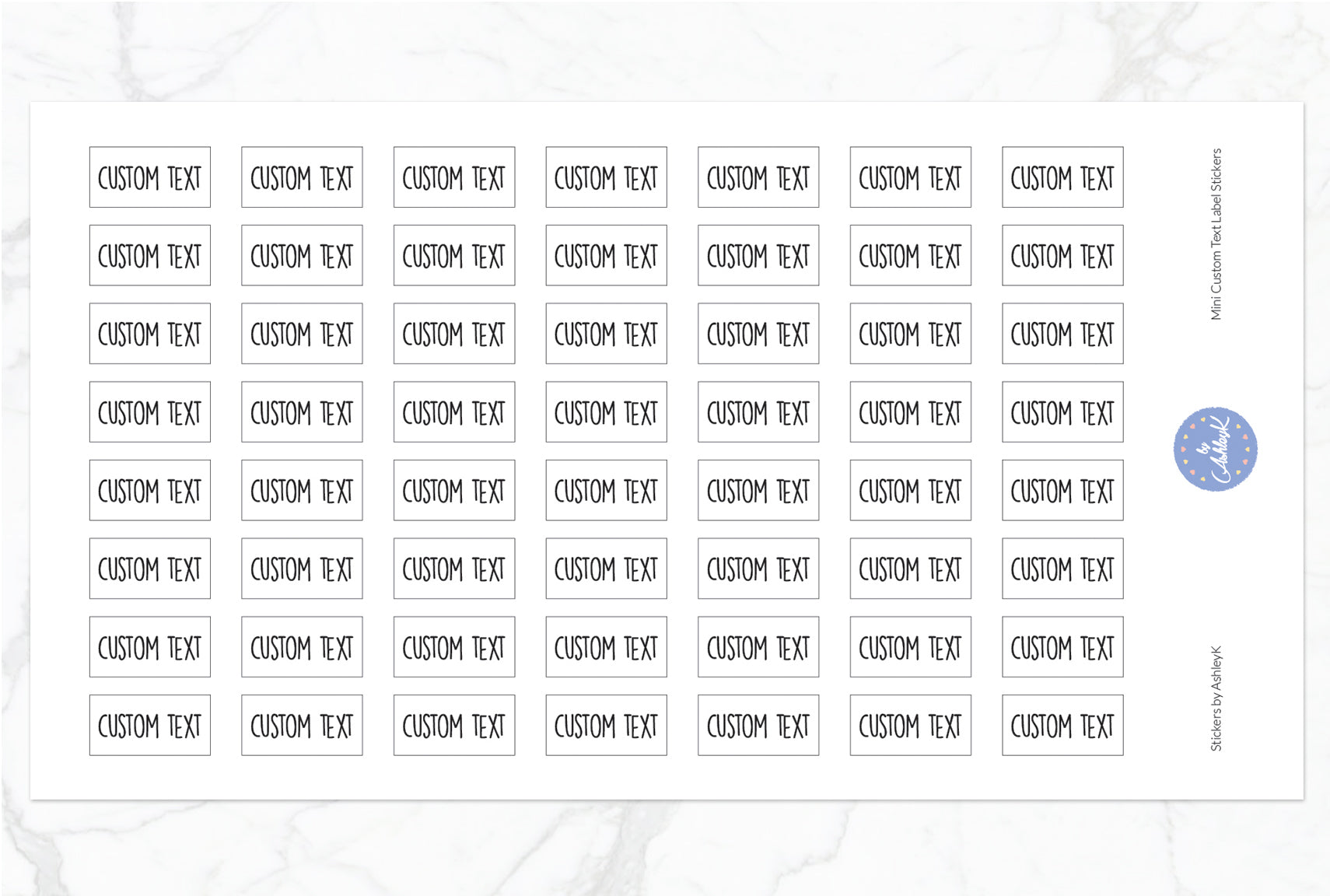 Mini Custom Text Label Stickers - White