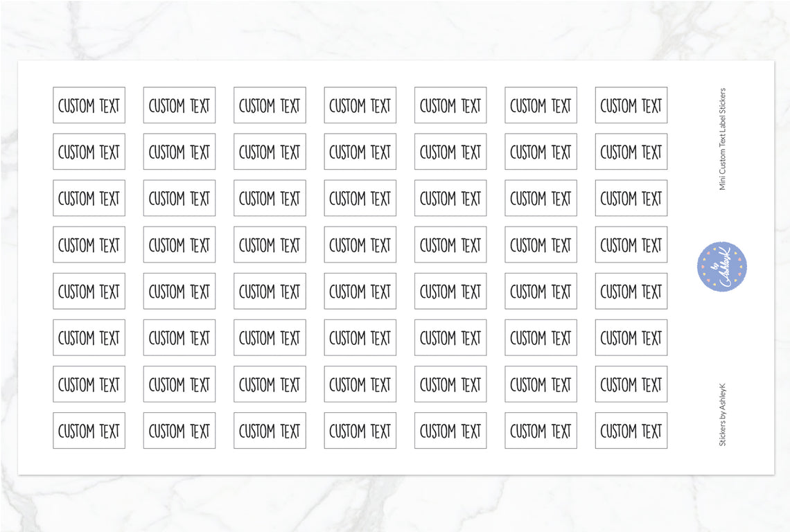 Mini Custom Text Label Stickers - White