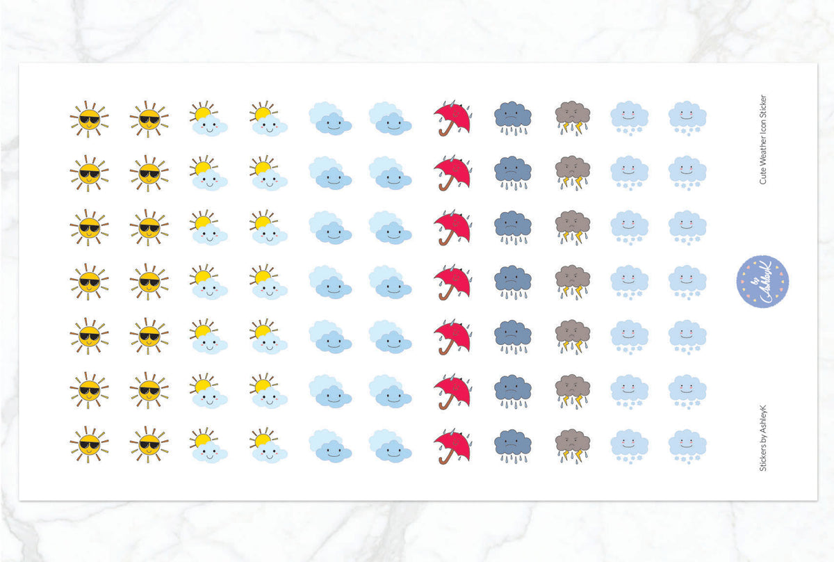 Mini Sheet - Kawaii Weather (Cloudy) Planner Stickers – Pretty Sheepy