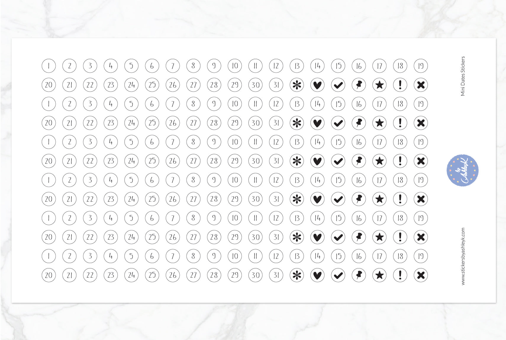 228 Mini Dates Stickers - White