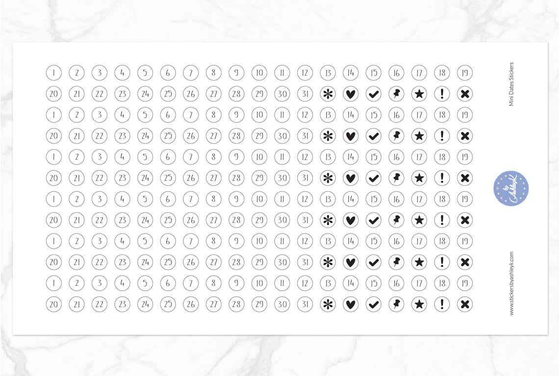 228 Mini Dates Stickers - White