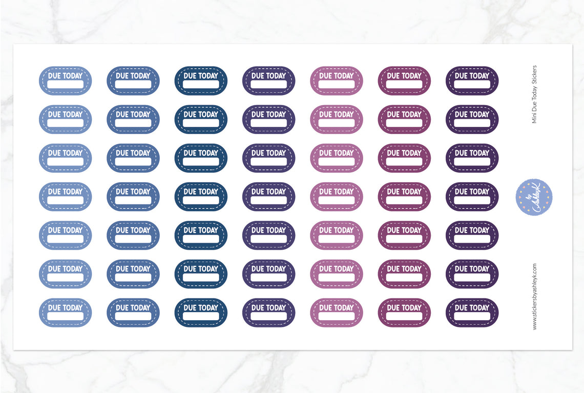 Mini Due Today Stickers - Blueberry