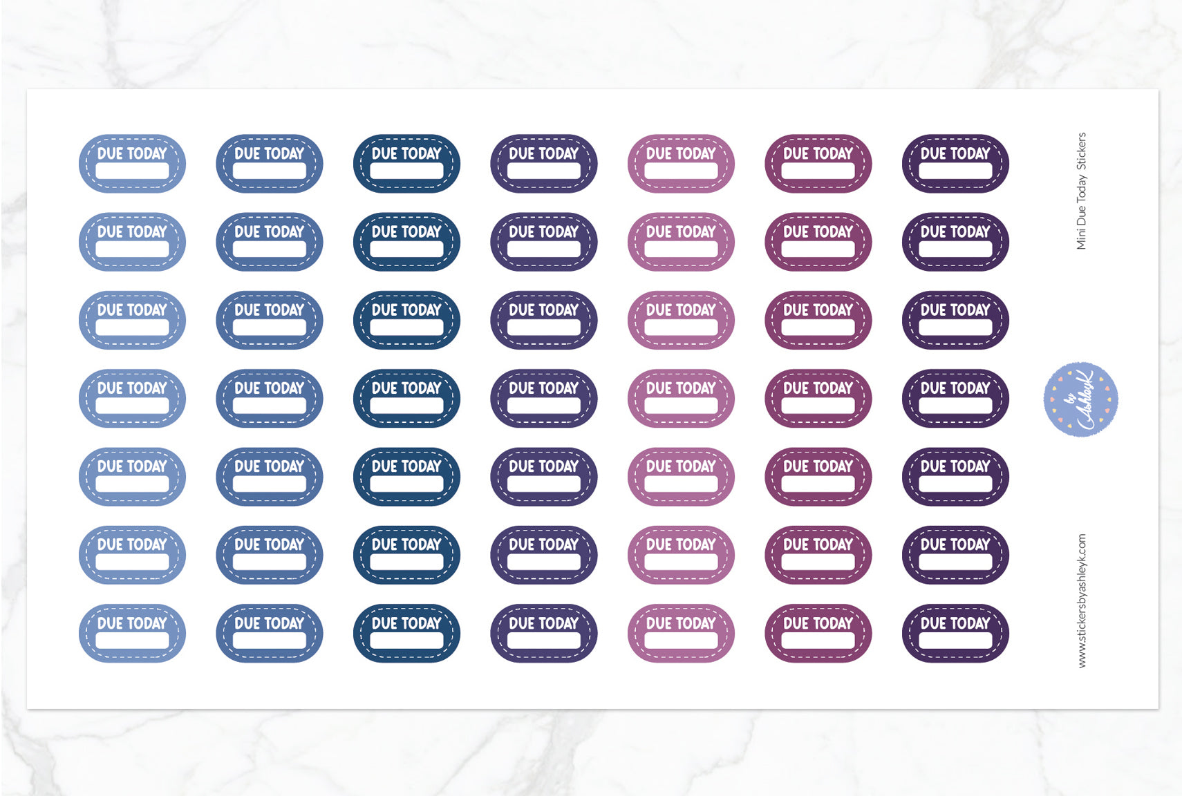 Mini Due Today Stickers - Blueberry