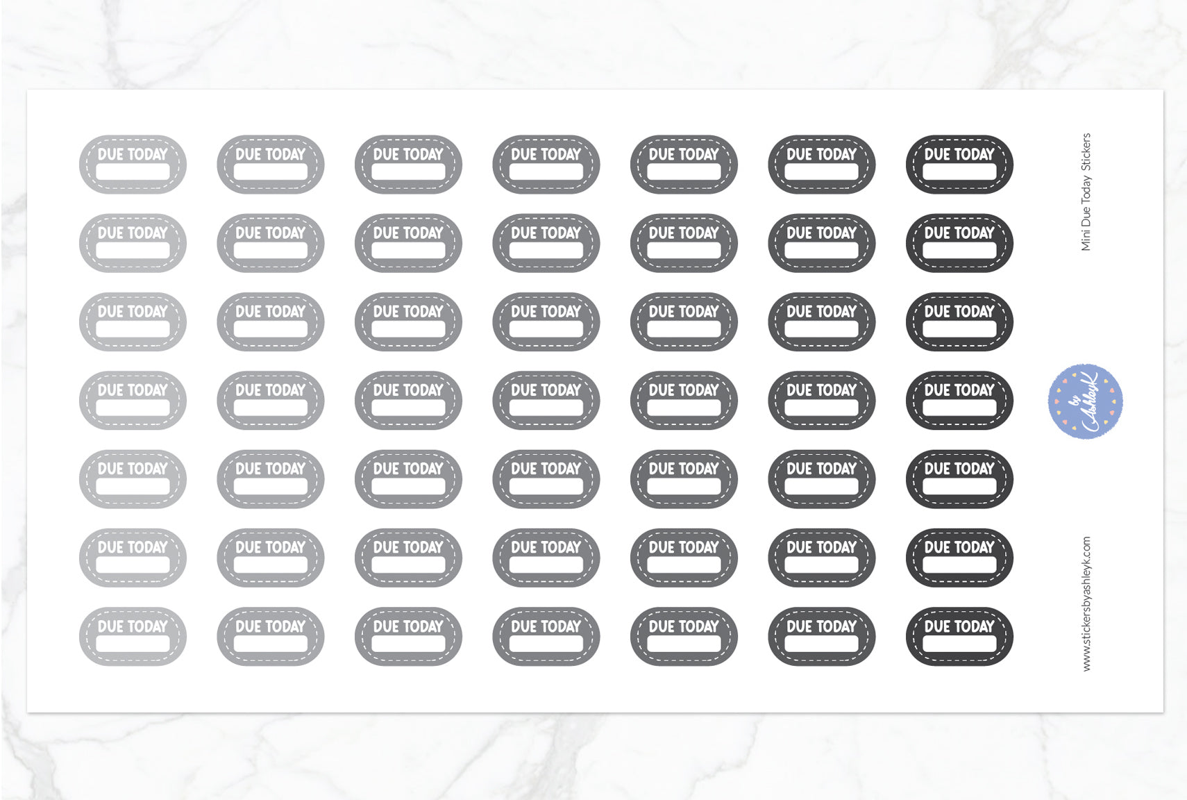 Mini Due Today Stickers - Monochrome
