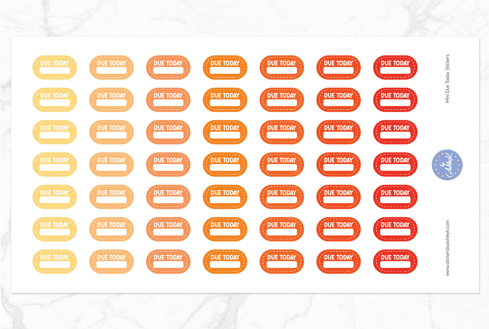 Mini Due Today Stickers - Orange