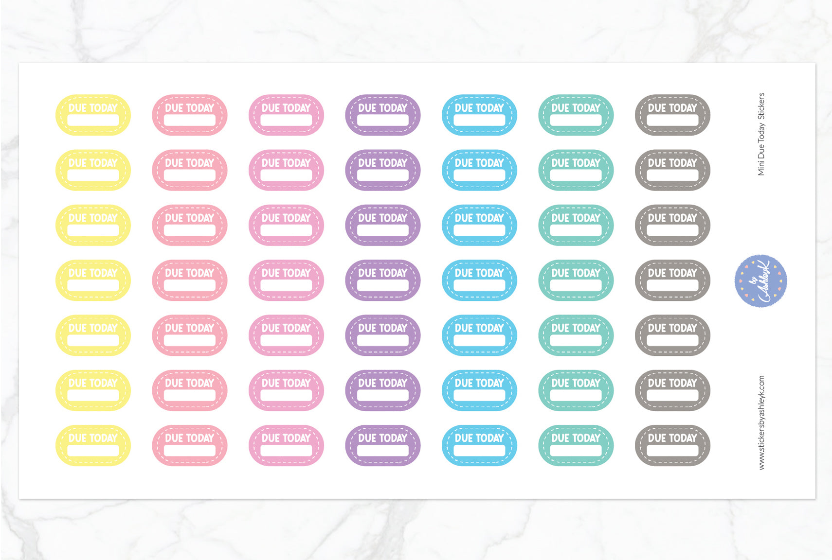 Mini Due Today Stickers - Pastel