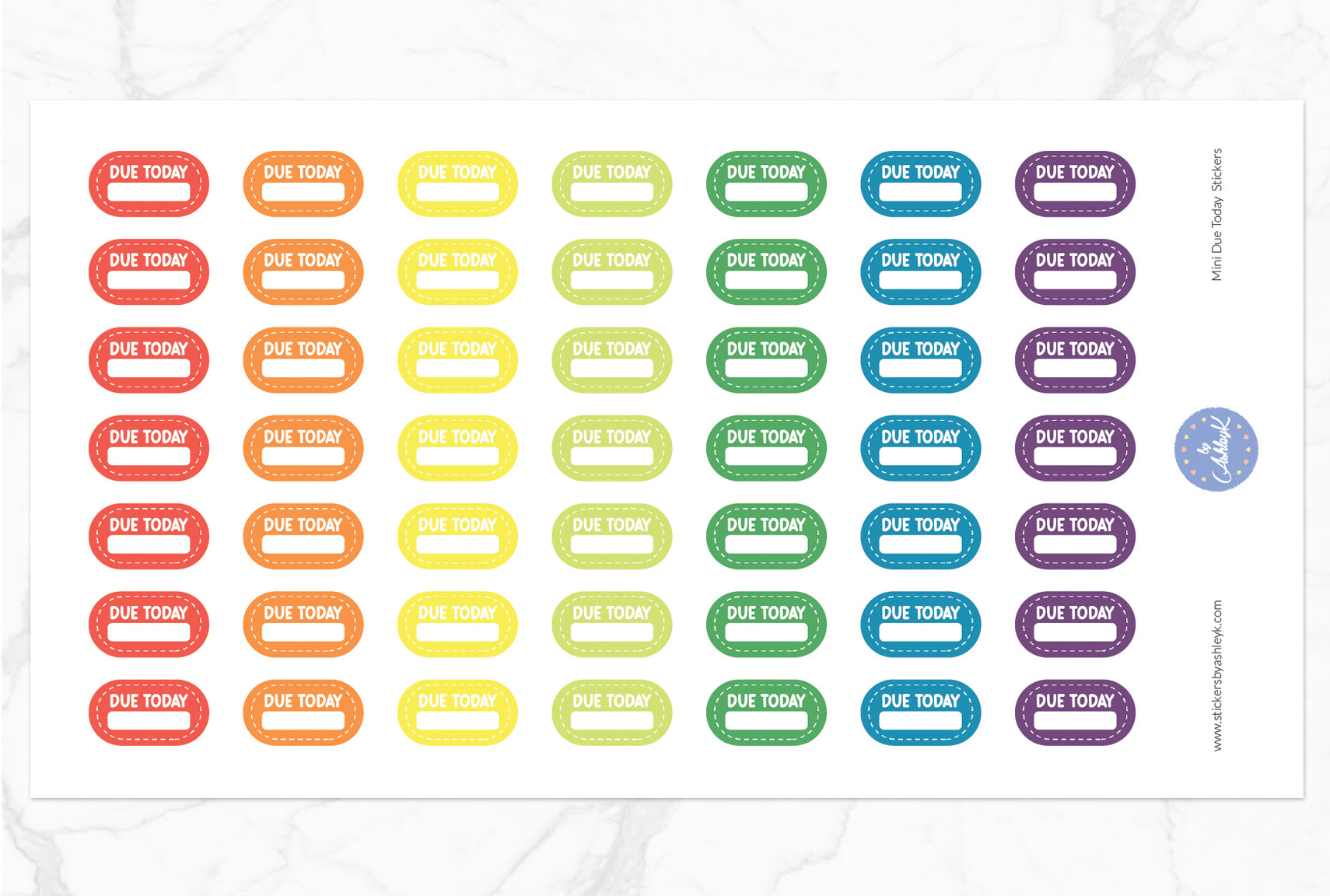 Mini Due Today Stickers - Pastel Rainbow