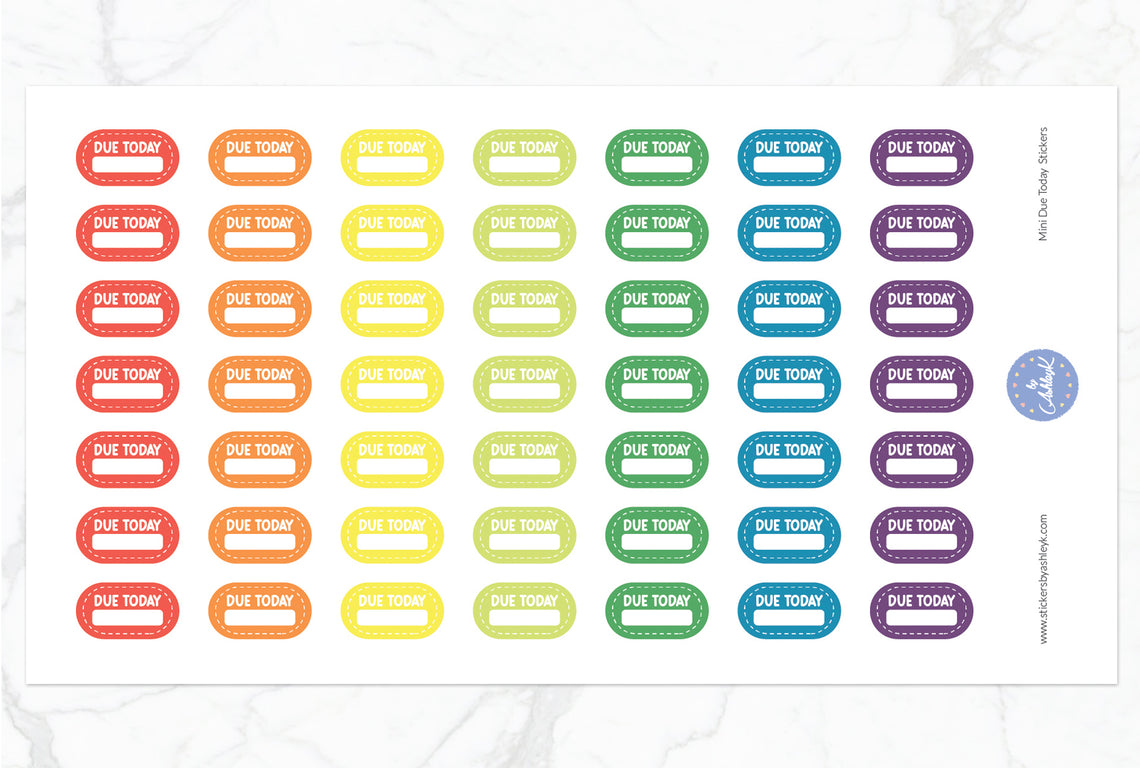 Mini Due Today Stickers - Pastel Rainbow