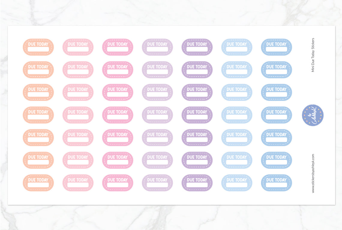 Mini Due Today Stickers - Pastel Sunset