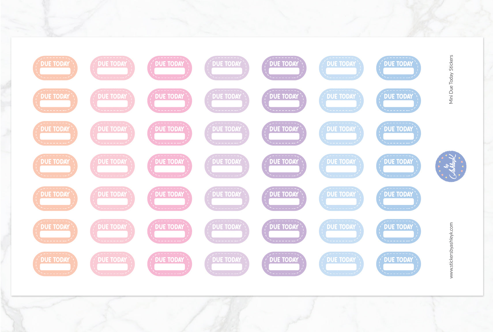 Mini Due Today Stickers - Pastel Sunset