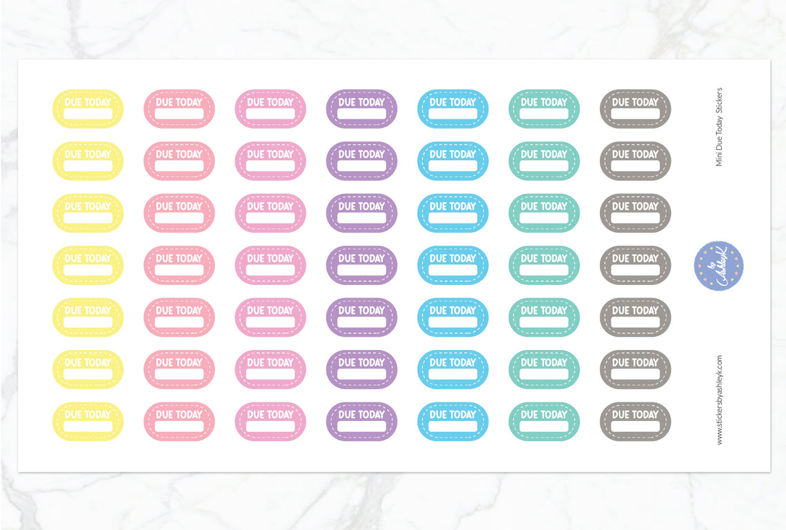 Mini Due Today Stickers - Pastel