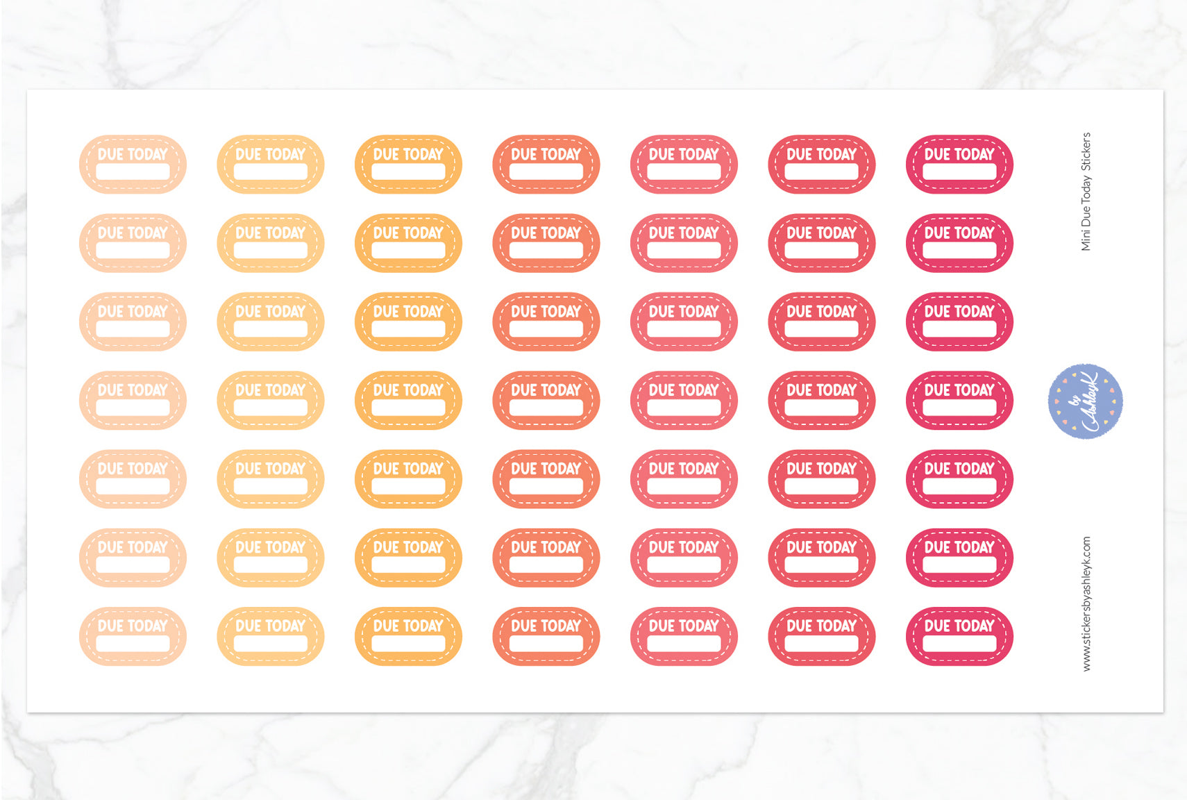 Mini Due Today Stickers - Peach