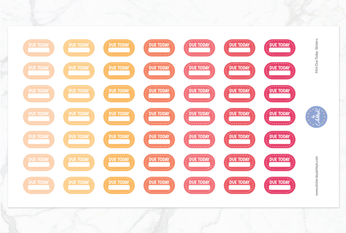 Mini Due Today Stickers - Peach