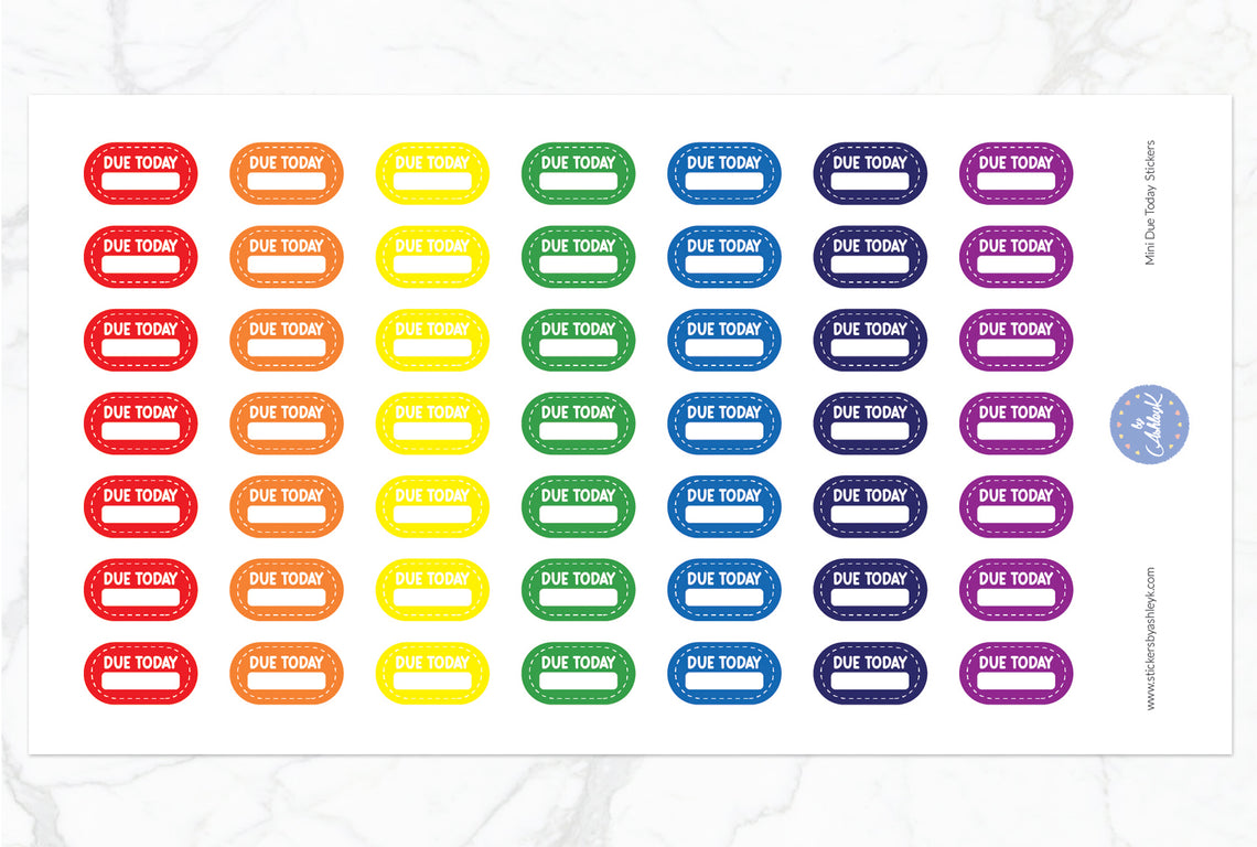 Mini Due Today Stickers - Rainbow