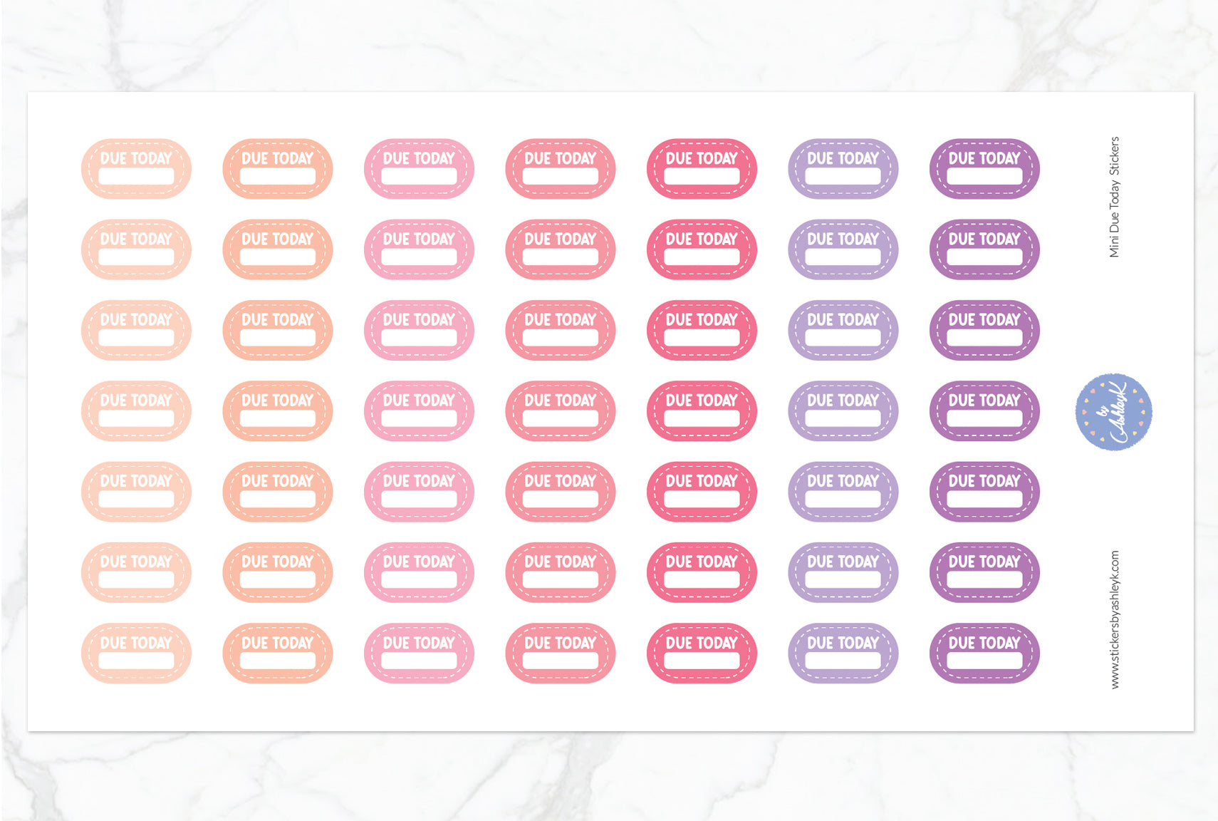 Mini Due Today Stickers - Raspberry