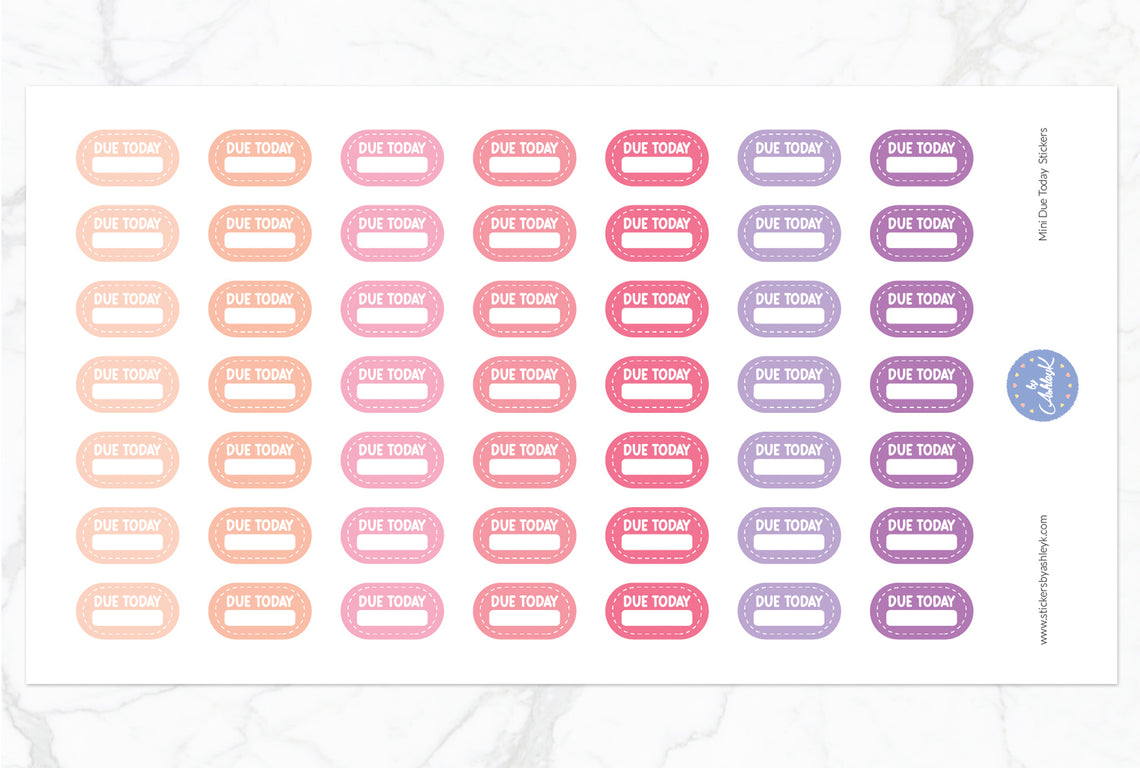 Mini Due Today Stickers - Raspberry