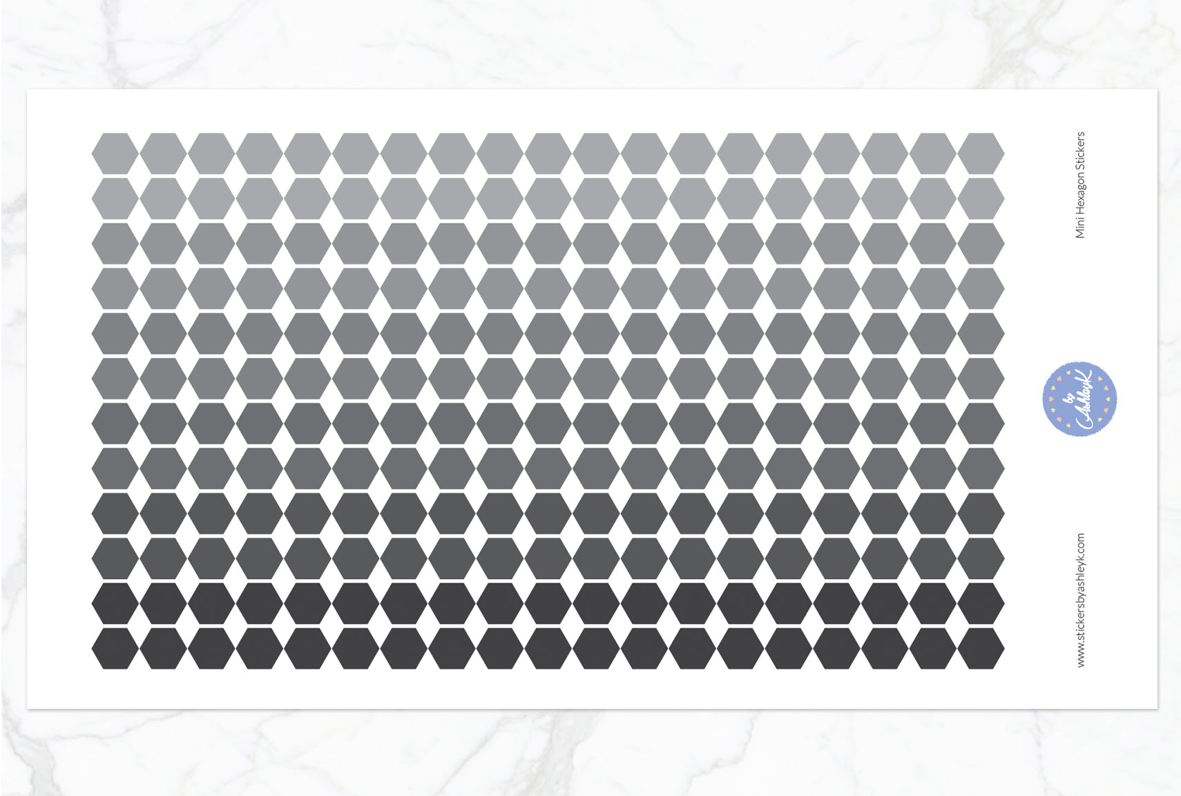 228 Mini Hexagon Stickers - Monochrome
