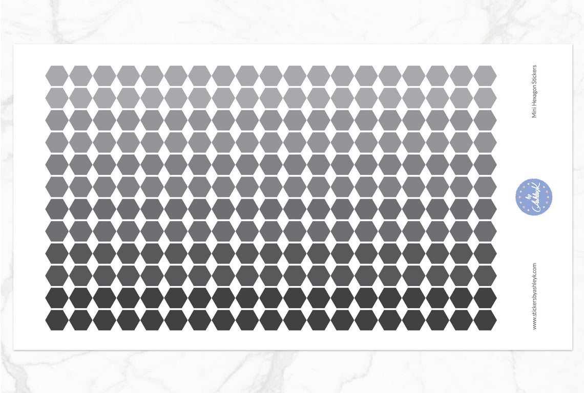 228 Mini Hexagon Stickers - Monochrome