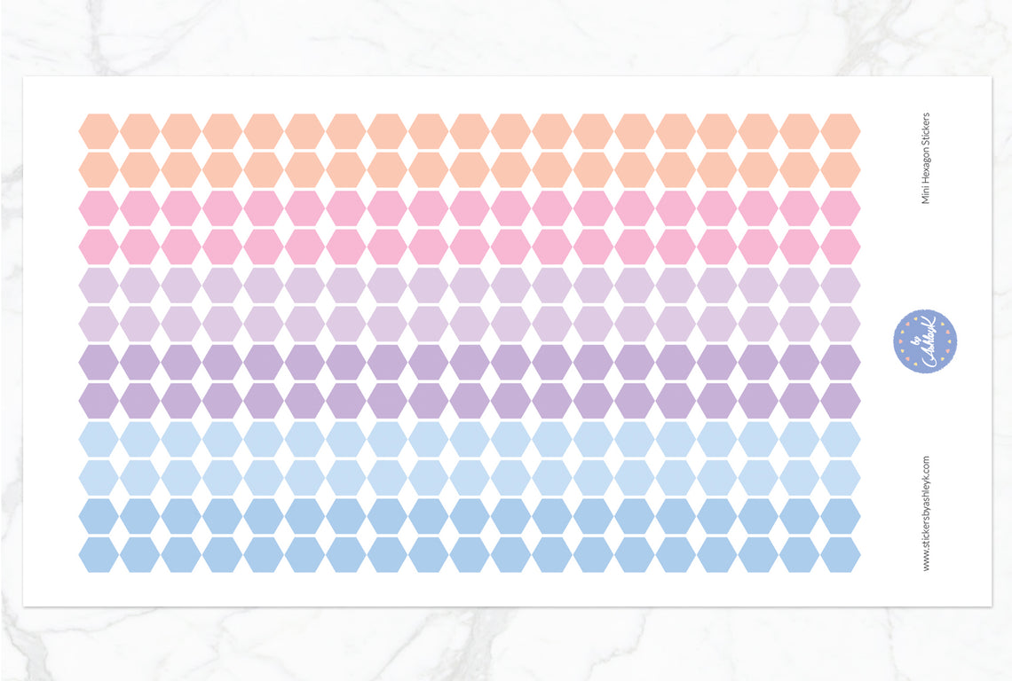 228 Mini Hexagon Stickers - Pastel Sunset