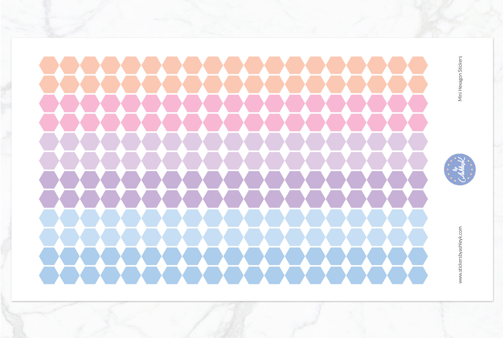 228 Mini Hexagon Stickers - Pastel Sunset