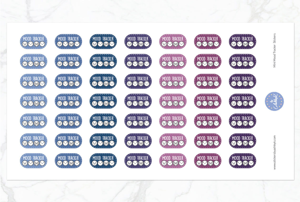 Mini Mood Tracker Stickers - Blueberry