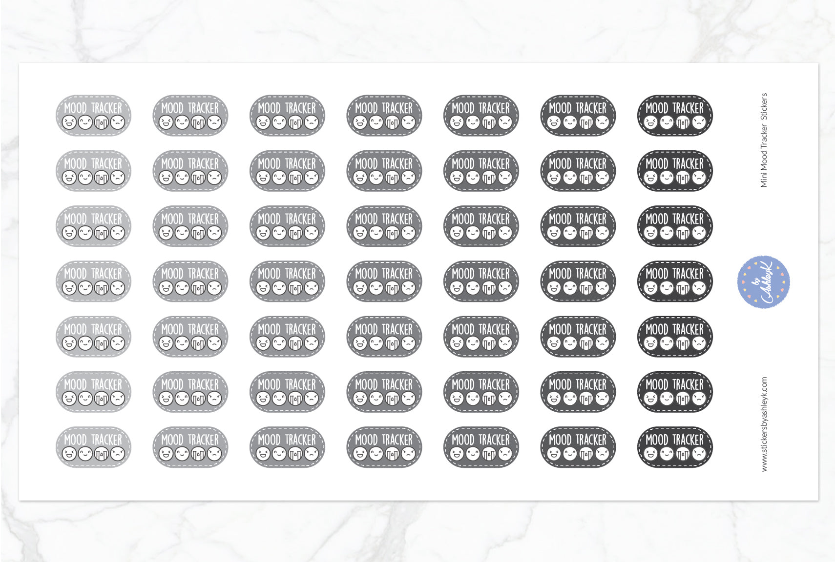 Mini Mood Tracker Stickers - Monochrome