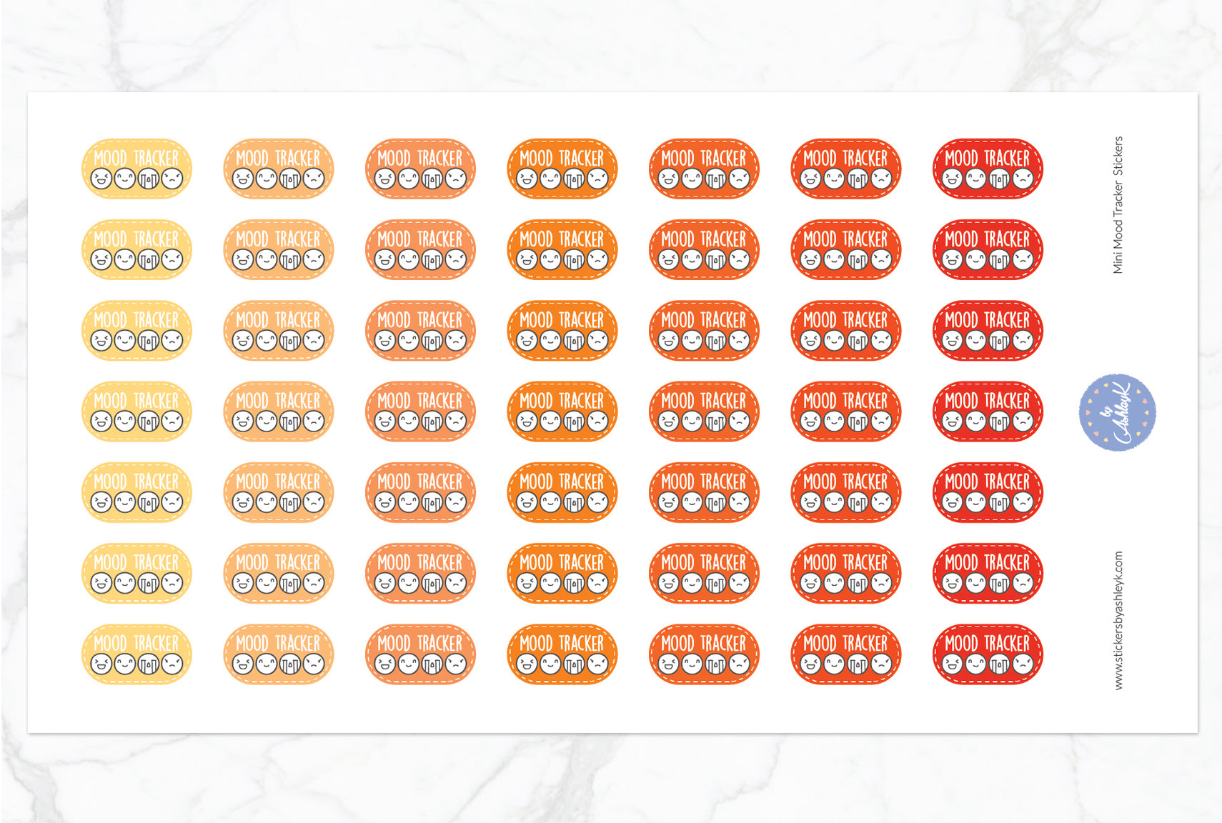 Mini Mood Tracker Stickers - Orange