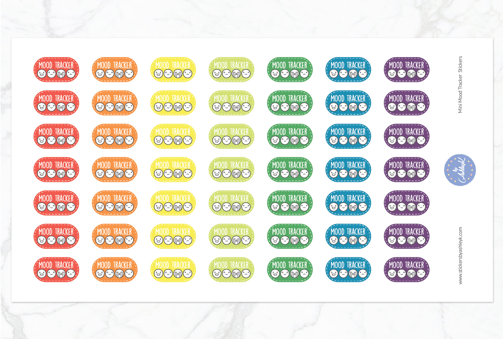 Mini Mood Tracker Stickers - Pastel Rainbow