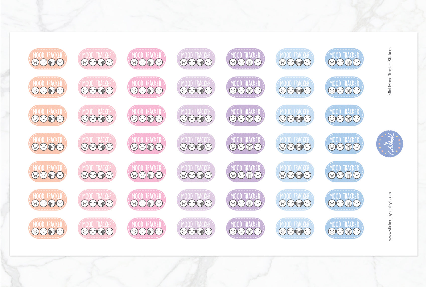 Mini Mood Tracker Stickers - Pastel Sunset