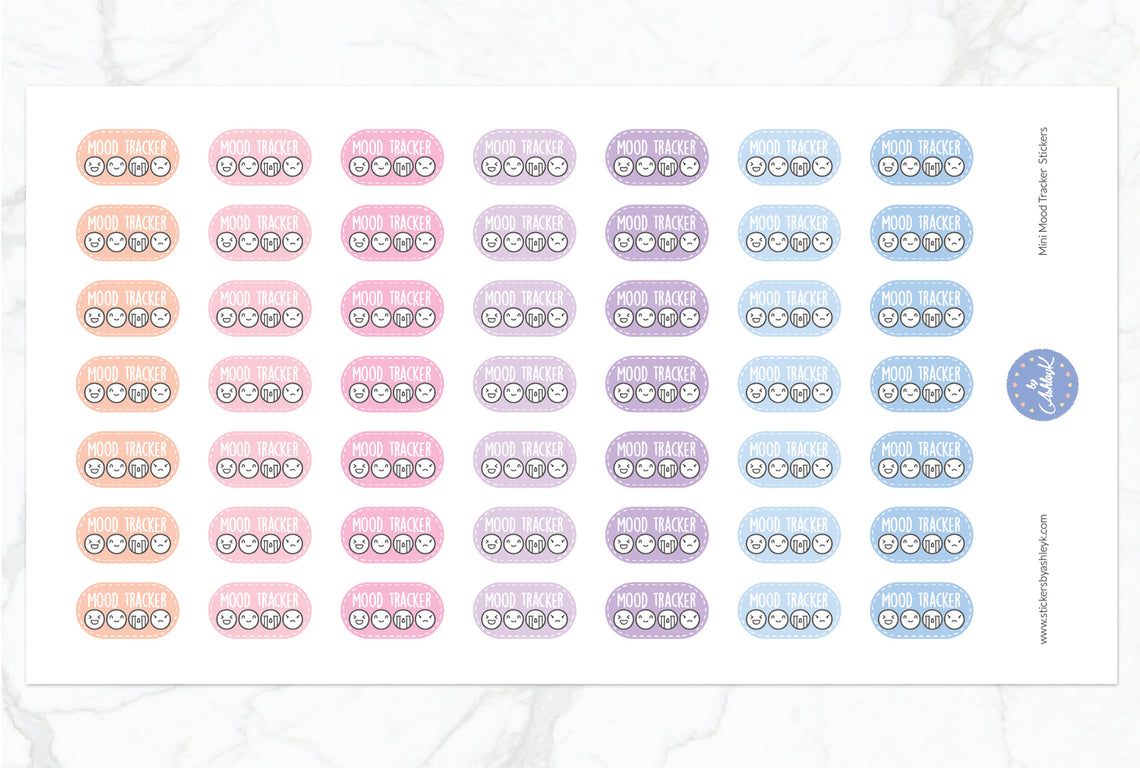 Mini Mood Tracker Stickers - Pastel Sunset
