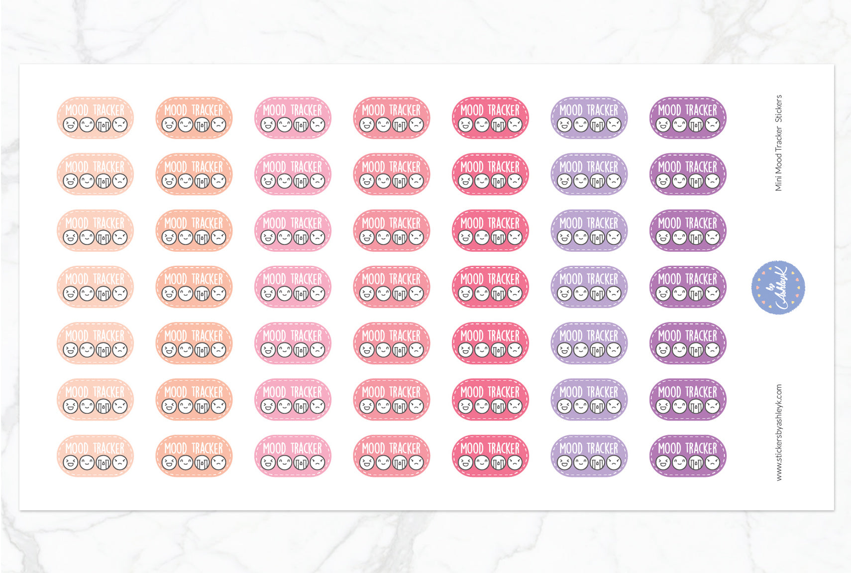 Mini Mood Tracker Stickers - Raspberry