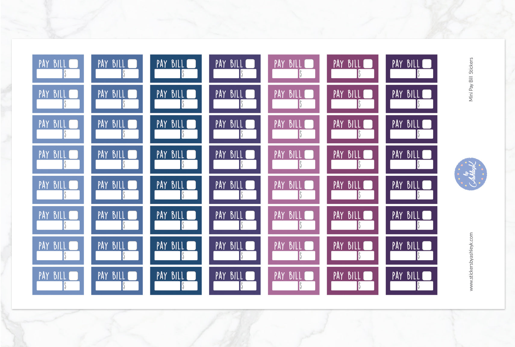 Mini Pay Bill Stickers - Blueberry