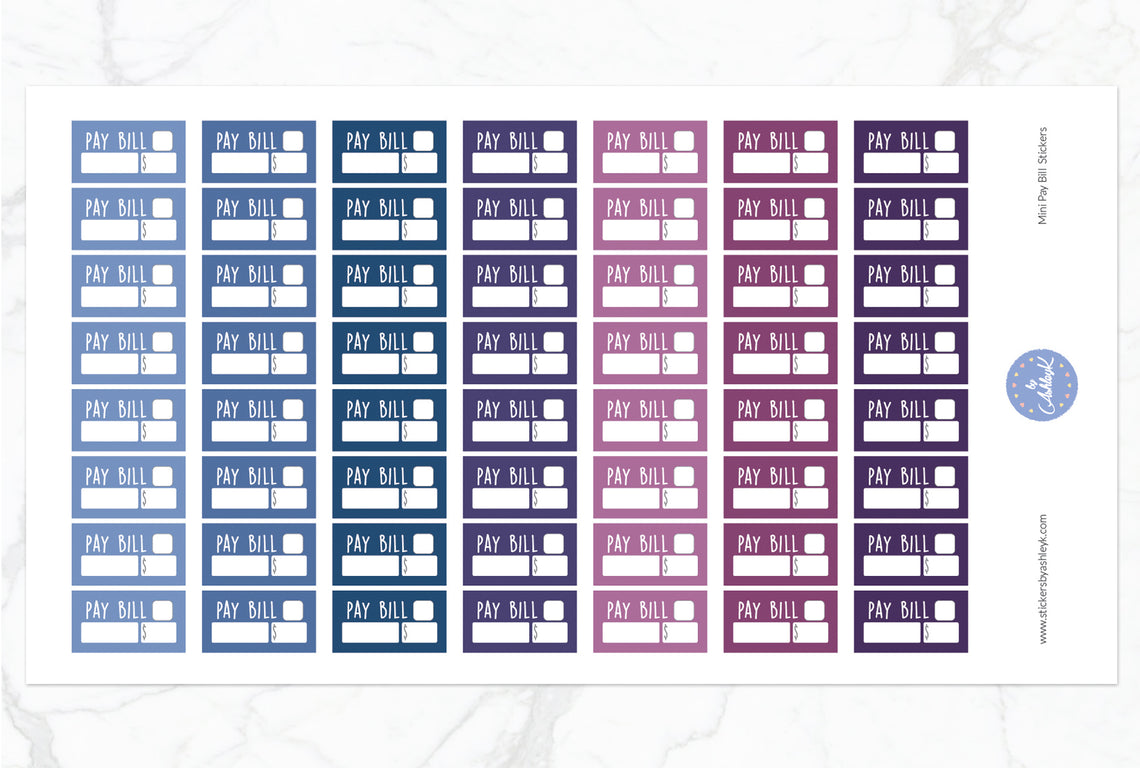 Mini Pay Bill Stickers - Blueberry