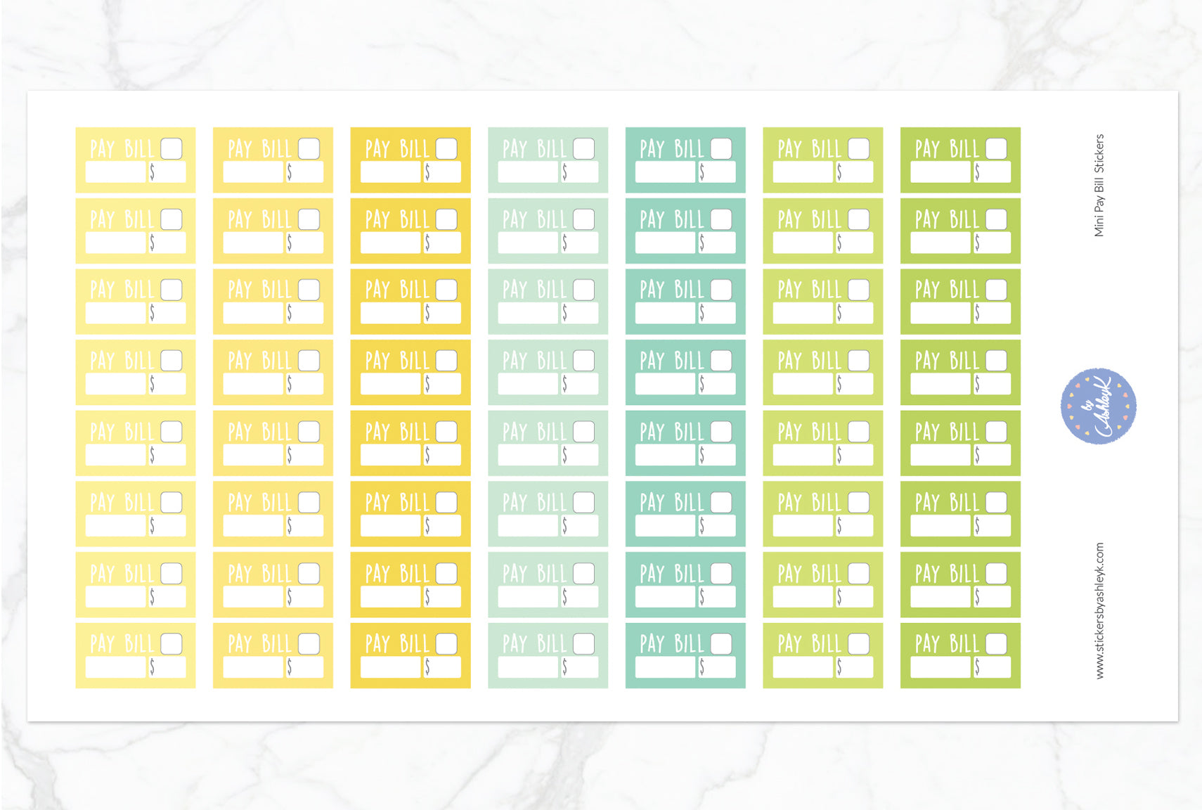 Mini Pay Bill Stickers - Lemon&Lime