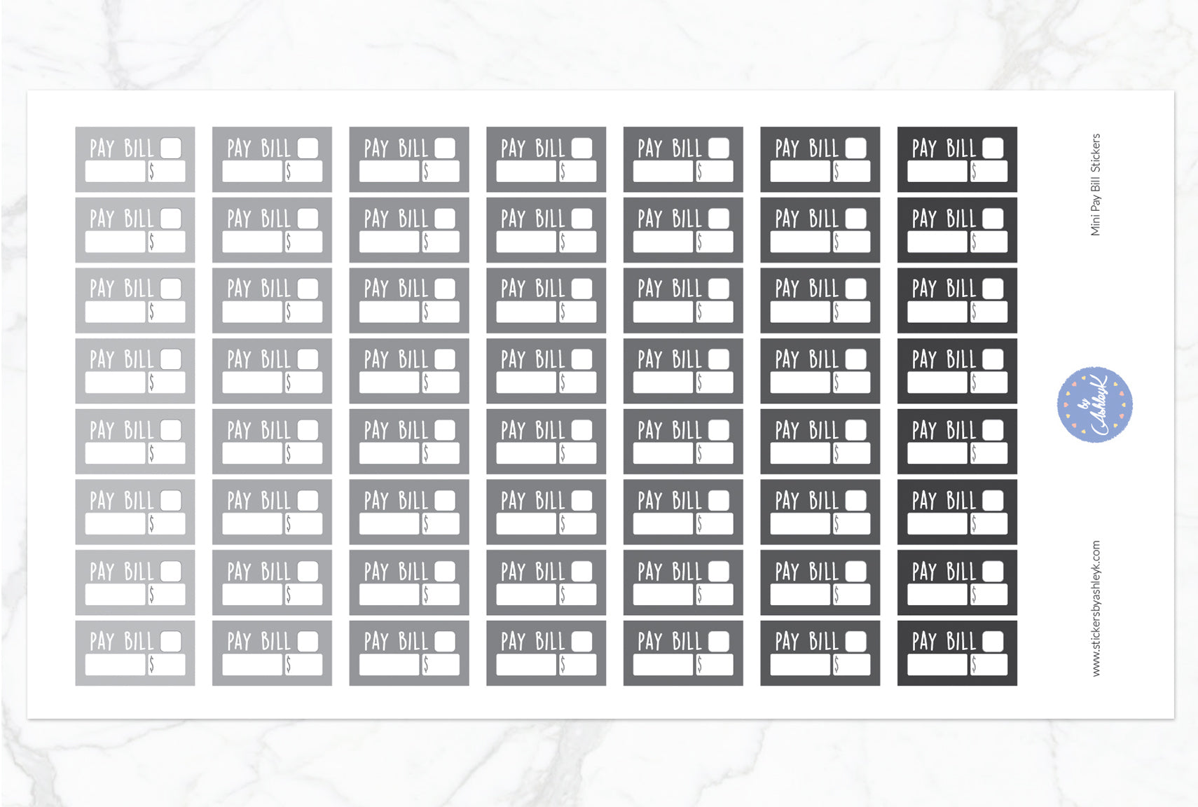 Mini Pay Bill Stickers - Monochrome