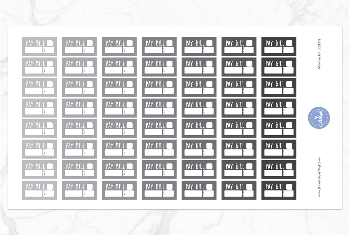 Mini Pay Bill Stickers - Monochrome