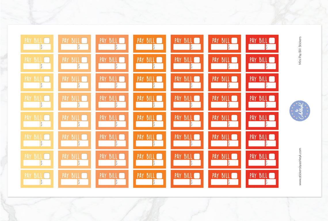 Mini Pay Bill Stickers - Orange