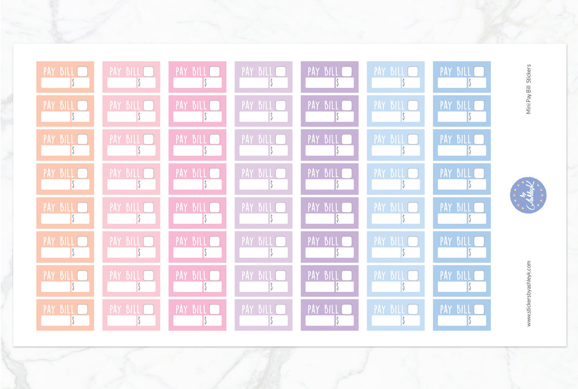 Mini Pay Bill Stickers - Pastel Sunset