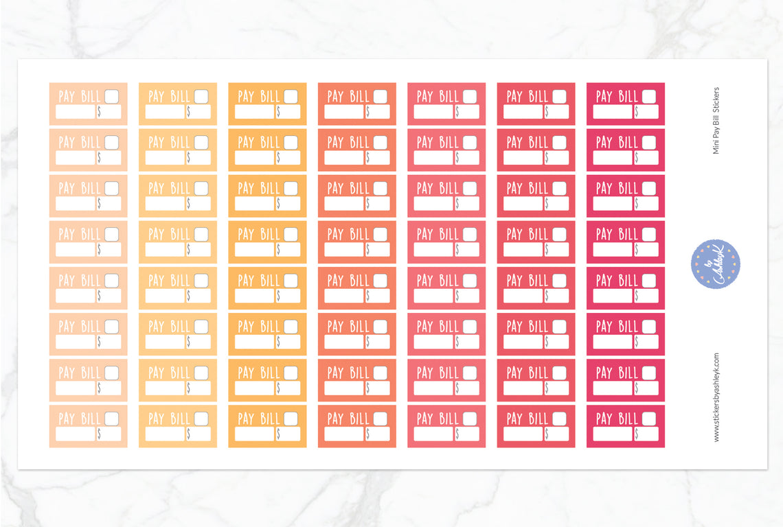 Mini Pay Bill Stickers - Peach