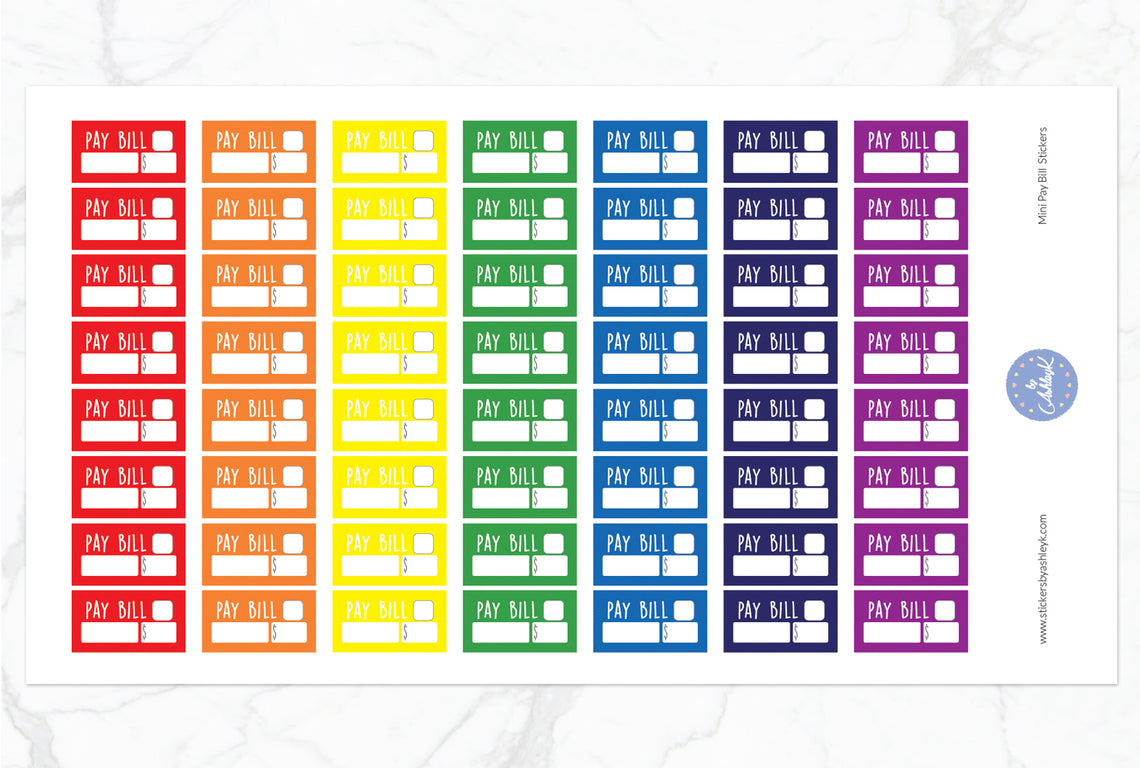 Mini Pay Bill Stickers - Rainbow